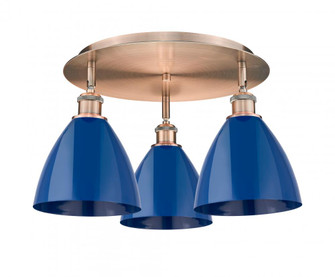 Plymouth - 3 Light - 19 inch - Antique Copper - Semi-Flush Mount (3442|516-3C-AC-MBD-75-BL)