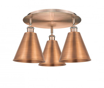 Berkshire - 3 Light - 20 inch - Antique Copper - Semi-Flush Mount (3442|516-3C-AC-MBC-8-AC)