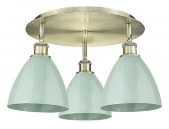 Plymouth - 3 Light - 19 inch - Antique Brass - Semi-Flush Mount (3442|516-3C-AB-MBD-75-SF)