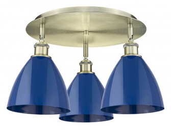 Plymouth - 3 Light - 19 inch - Antique Brass - Semi-Flush Mount (3442|516-3C-AB-MBD-75-BL)