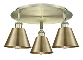 Ballston - 3 Light - 18 inch - Antique Brass - Semi-Flush Mount (3442|516-3C-AB-M8-AB)