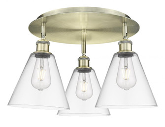 Berkshire - 3 Light - 20 inch - Antique Brass - Semi-Flush Mount (3442|516-3C-AB-GBC-82)