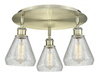 Conesus - 3 Light - 18 inch - Antique Brass - Semi-Flush Mount (3442|516-3C-AB-G275)