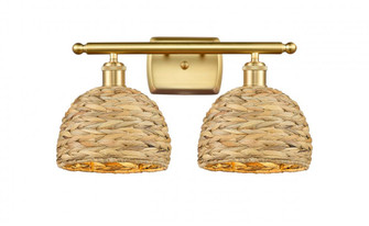 Woven Rattan - 2 Light - 18 inch - Satin Gold - Bath Vanity Light (3442|516-2W-SG-RBD-8-NAT)