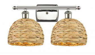 Woven Rattan - 2 Light - 18 inch - Polished Nickel - Bath Vanity Light (3442|516-2W-PN-RBD-8-NAT)