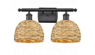 Woven Rattan - 2 Light - 18 inch - Matte Black - Bath Vanity Light (3442|516-2W-BK-RBD-8-NAT)