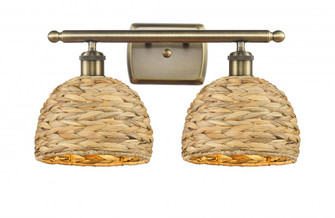 Woven Rattan - 2 Light - 18 inch - Antique Brass - Bath Vanity Light (3442|516-2W-AB-RBD-8-NAT)