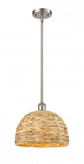 Woven Rattan - 1 Light - 12 inch - Satin Nickel - Mini Pendant (3442|516-1S-SN-RBD-12-NAT)