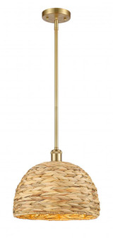 Woven Rattan - 1 Light - 12 inch - Satin Gold - Mini Pendant (3442|516-1S-SG-RBD-12-NAT)