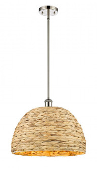 Woven Rattan - 1 Light - 16 inch - Polished Nickel - Multi Pendant (3442|516-1S-PN-RBD-16-NAT)