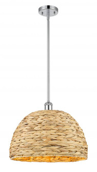 Woven Rattan - 1 Light - 16 inch - Polished Chrome - Mini Pendant (3442|516-1S-PC-RBD-16-NAT)