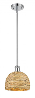 Woven Rattan - 1 Light - 8 inch - Polished Chrome - Mini Pendant (3442|516-1S-PC-RBD-8-NAT)