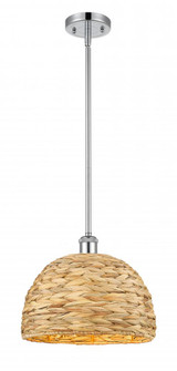 Woven Rattan - 1 Light - 12 inch - Polished Chrome - Mini Pendant (3442|516-1S-PC-RBD-12-NAT)