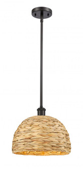 Woven Rattan - 1 Light - 12 inch - Oil Rubbed Bronze - Multi Pendant (3442|516-1S-OB-RBD-12-NAT)