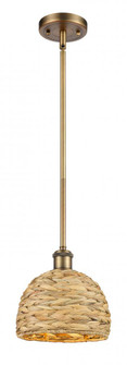 Woven Rattan - 1 Light - 8 inch - Brushed Brass - Mini Pendant (3442|516-1S-BB-RBD-8-NAT)