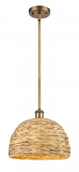Woven Rattan - 1 Light - 12 inch - Brushed Brass - Mini Pendant (3442|516-1S-BB-RBD-12-NAT)