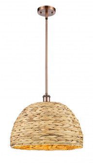 Woven Rattan - 1 Light - 16 inch - Antique Copper - Mini Pendant (3442|516-1S-AC-RBD-16-NAT)