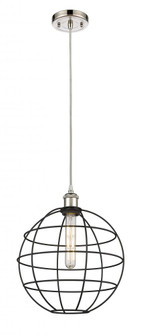 Lake Placid - 1 Light - 12 inch - Polished Nickel - Mini Pendant (3442|516-1P-PN-CE-12-BK)