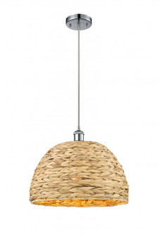 Woven Rattan - 1 Light - 16 inch - Polished Chrome - Mini Pendant (3442|516-1P-PC-RBD-16-NAT)