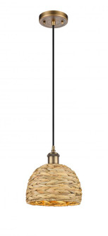 Woven Rattan - 1 Light - 8 inch - Brushed Brass - Mini Pendant (3442|516-1P-BB-RBD-8-NAT)