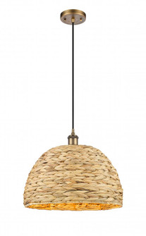 Woven Rattan - 1 Light - 16 inch - Brushed Brass - Mini Pendant (3442|516-1P-BB-RBD-16-NAT)