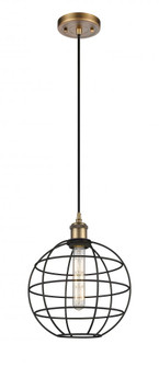 Lake Placid - 1 Light - 10 inch - Brushed Brass - Mini Pendant (3442|516-1P-BB-CE-10-BK)