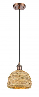 Woven Rattan - 1 Light - 8 inch - Antique Copper - Multi Pendant (3442|516-1P-AC-RBD-8-NAT)
