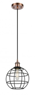 Lake Placid - 1 Light - 8 inch - Antique Copper - Mini Pendant (3442|516-1P-AC-CE-8-BK)