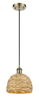 Woven Rattan - 1 Light - 8 inch - Antique Brass - Multi Pendant (3442|516-1P-AB-RBD-8-NAT)