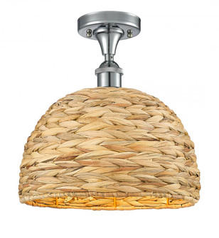 Woven Rattan - 1 Light - 12 inch - Polished Chrome - Semi-Flush Mount (3442|516-1C-PC-RBD-12-NAT)