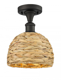 Woven Rattan - 1 Light - 8 inch - Oil Rubbed Bronze - Semi-Flush Mount (3442|516-1C-OB-RBD-8-NAT)