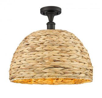 Woven Rattan - 1 Light - 16 inch - Oil Rubbed Bronze - Semi-Flush Mount (3442|516-1C-OB-RBD-16-NAT)