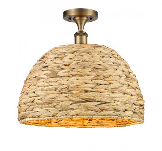 Woven Rattan - 1 Light - 16 inch - Brushed Brass - Semi-Flush Mount (3442|516-1C-BB-RBD-16-NAT)