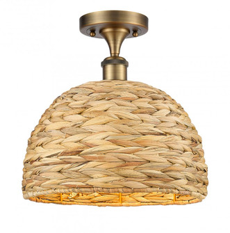 Woven Rattan - 1 Light - 12 inch - Brushed Brass - Semi-Flush Mount (3442|516-1C-BB-RBD-12-NAT)