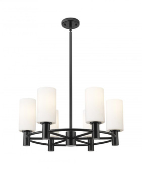 Crown Point - 6 Light - 24 inch - Matte Black - Chandelier (3442|434-6CR-BK-G434-7WH)