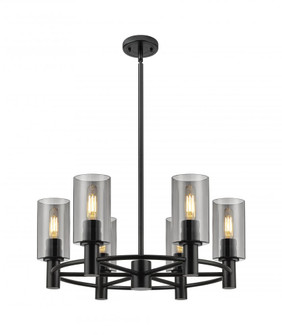 Crown Point - 6 Light - 24 inch - Matte Black - Chandelier (3442|434-6CR-BK-G434-7SM)