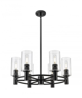 Crown Point - 6 Light - 24 inch - Matte Black - Chandelier (3442|434-6CR-BK-G434-7CL)