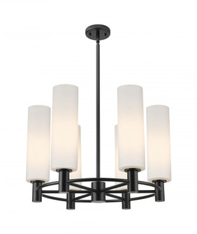 Crown Point - 6 Light - 24 inch - Matte Black - Chandelier (3442|434-6CR-BK-G434-12WH)