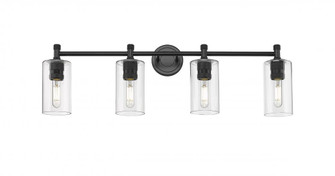Crown Point - 4 Light - 34 inch - Matte Black - Bath Vanity Light (3442|434-4W-BK-G434-7CL)