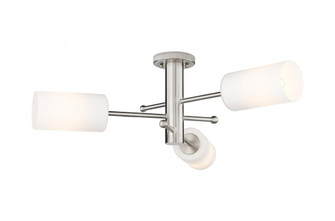 Crown Point - 3 Light - 34 inch - Satin Nickel - Semi-Flush Mount (3442|434-3F-SN-G434-7WH)