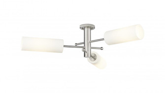 Crown Point - 3 Light - 34 inch - Satin Nickel - Semi-Flush Mount (3442|434-3F-SN-G434-12WH)