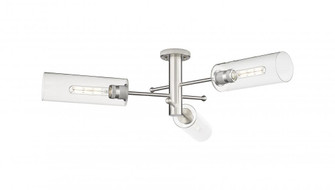 Crown Point - 3 Light - 34 inch - Satin Nickel - Semi-Flush Mount (3442|434-3F-SN-G434-12CL)