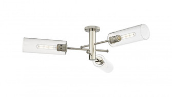 Crown Point - 3 Light - 34 inch - Polished Nickel - Semi-Flush Mount (3442|434-3F-PN-G434-12CL)
