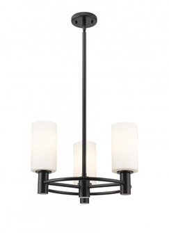 Crown Point - 3 Light - 18 inch - Matte Black - Pendant (3442|434-3CR-BK-G434-7WH)