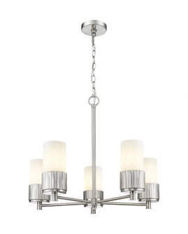 Bolivar - 5 Light - 25 inch - Satin Nickel - Chain Hung - Chandelier (3442|428-5CR-SN-G428-7WH)