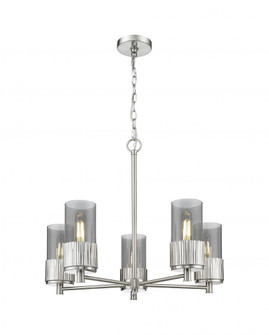 Bolivar - 5 Light - 25 inch - Satin Nickel - Chain Hung - Chandelier (3442|428-5CR-SN-G428-7SM)