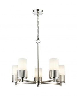 Bolivar - 5 Light - 25 inch - Polished Nickel - Chain Hung - Chandelier (3442|428-5CR-PN-G428-7WH)