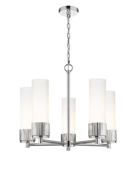 Bolivar - 5 Light - 25 inch - Polished Nickel - Chain Hung - Chandelier (3442|428-5CR-PN-G428-12WH)
