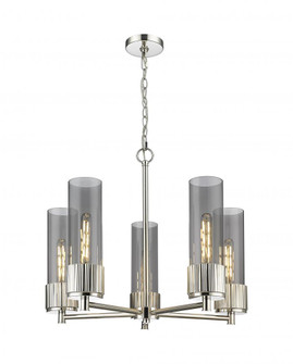 Bolivar - 5 Light - 25 inch - Polished Nickel - Chain Hung - Chandelier (3442|428-5CR-PN-G428-12SM)