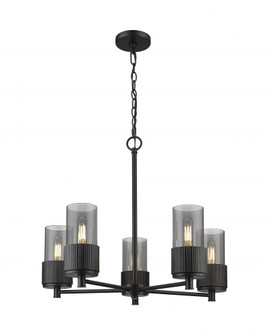 Bolivar - 5 Light - 25 inch - Matte Black - Chain Hung - Chandelier (3442|428-5CR-BK-G428-7SM)